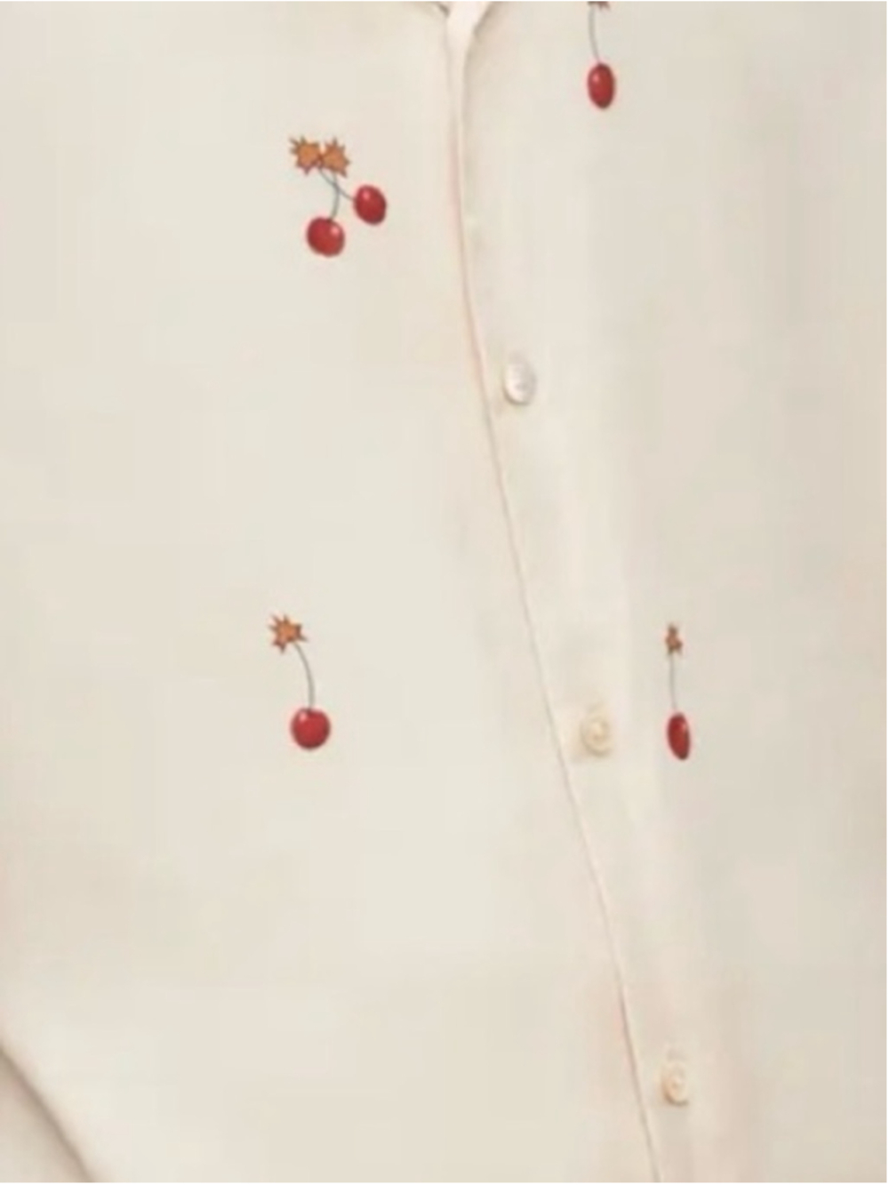 All Saints Cream Short-Sleeve Button-Down Shirt with Cherry bomb - Picture 4 of 10